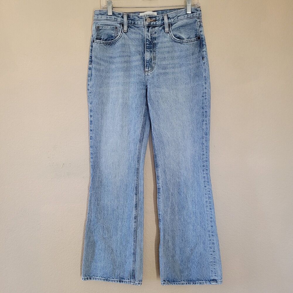 Aritzia Denim Forum The Marianne Mid Rise Loose Flare Jeans Size 27 Blue Organic